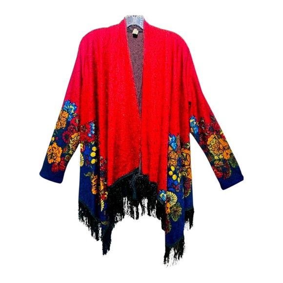 Dailie Sweaters - Dailie Bohemian Light Floral Fringed Jacket